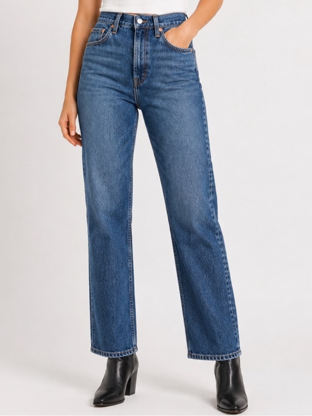 Levis Ribcage Straight Jeans Womens 29 High Rise Button Fly
